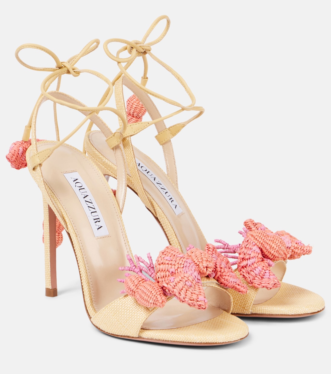 Marea 105 сандалии из рафии с кожаной отделкой Aquazzura, Natural