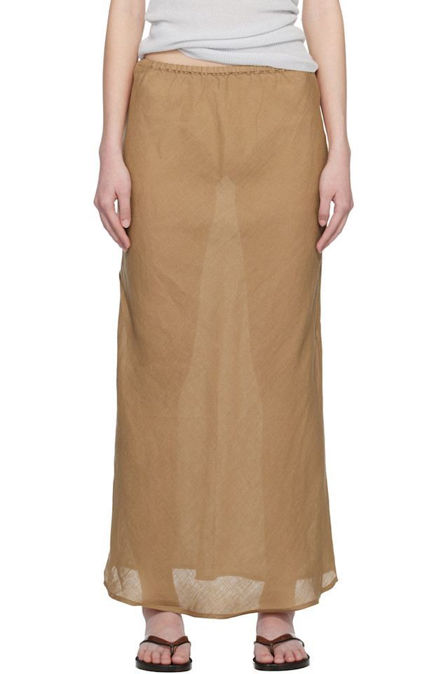 

Baserange Длинная юбка из тонкого льна цвета хаки