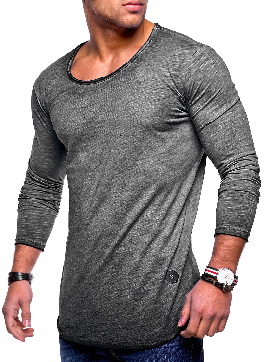 

Лонгслив behype Dust L/S, темно серый