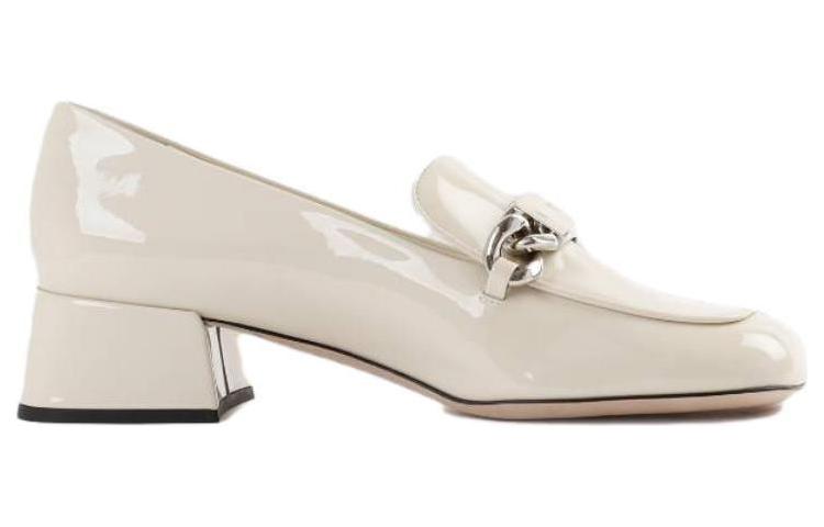 MIU MIU Кожаные туфли на массивном каблуке Women's White — фото 3
