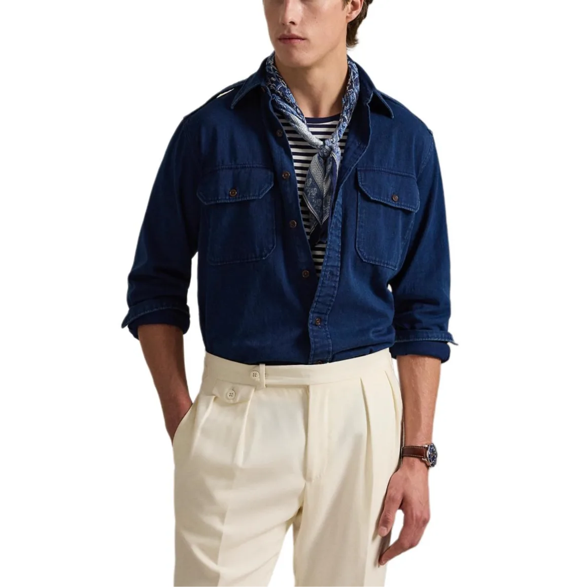 Polo Ralph Lauren Рубашка FW25 Classic Version мужская индиго — фото 4