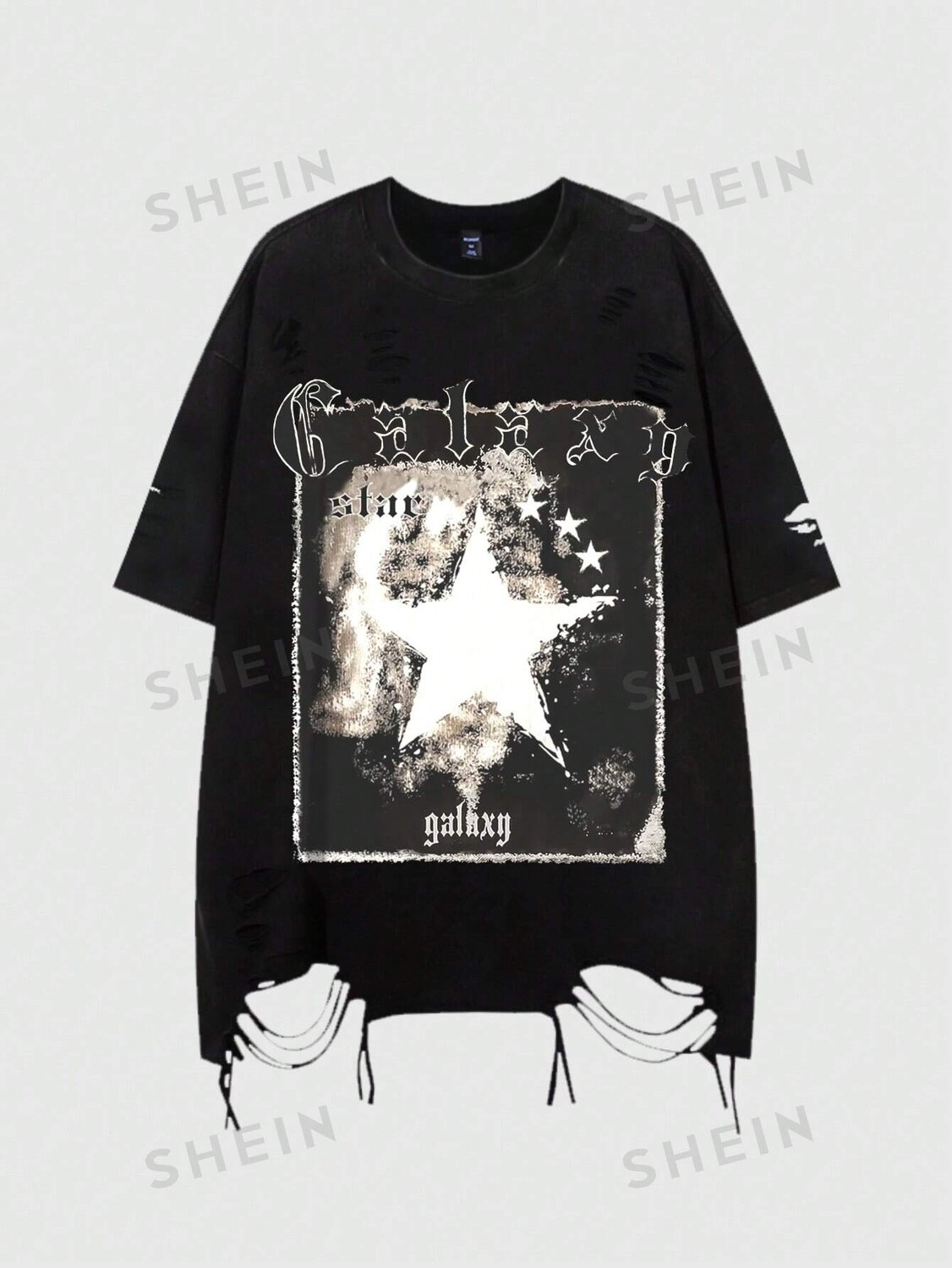 

Мужская цветная футболка с принтом пятиконечной звезды Street Life, подходящая для повседневной носки. Весной и летом школа Romwe, черный