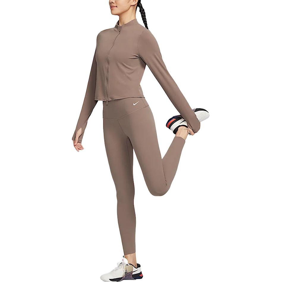 Nike Женская куртка ZenvyDri Fit SS25, Mink Brown/White — фото 4