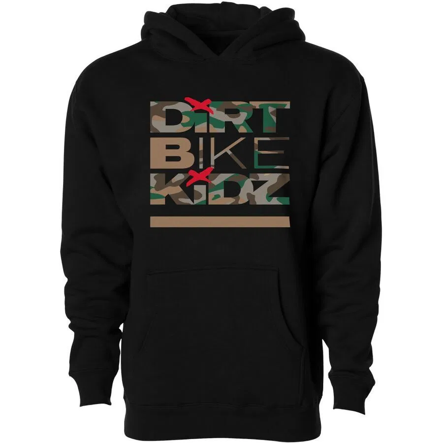 Детская классическая камуфляжная толстовка с капюшоном Dirt Bike Kidz, Black