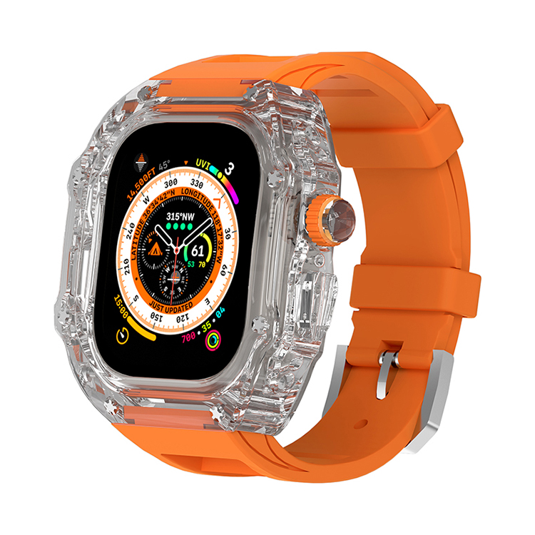 

Ремешок из силиконового материала, совместимый с Apple Vobafe, Transparent black case + green strap