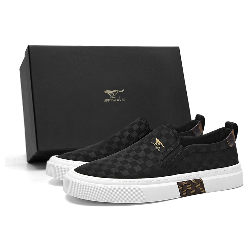 

Коллекция Slip On Устойчивые к истиранию, дышащие, легкие низкие кеды из холста мужские SEPTWOLVES, черно-белые (стандартный размер кожаной обуви)