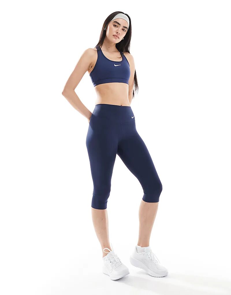 

Леггинсы-капри с высокой талией Nike One Training темно-синего цвета Nike Training