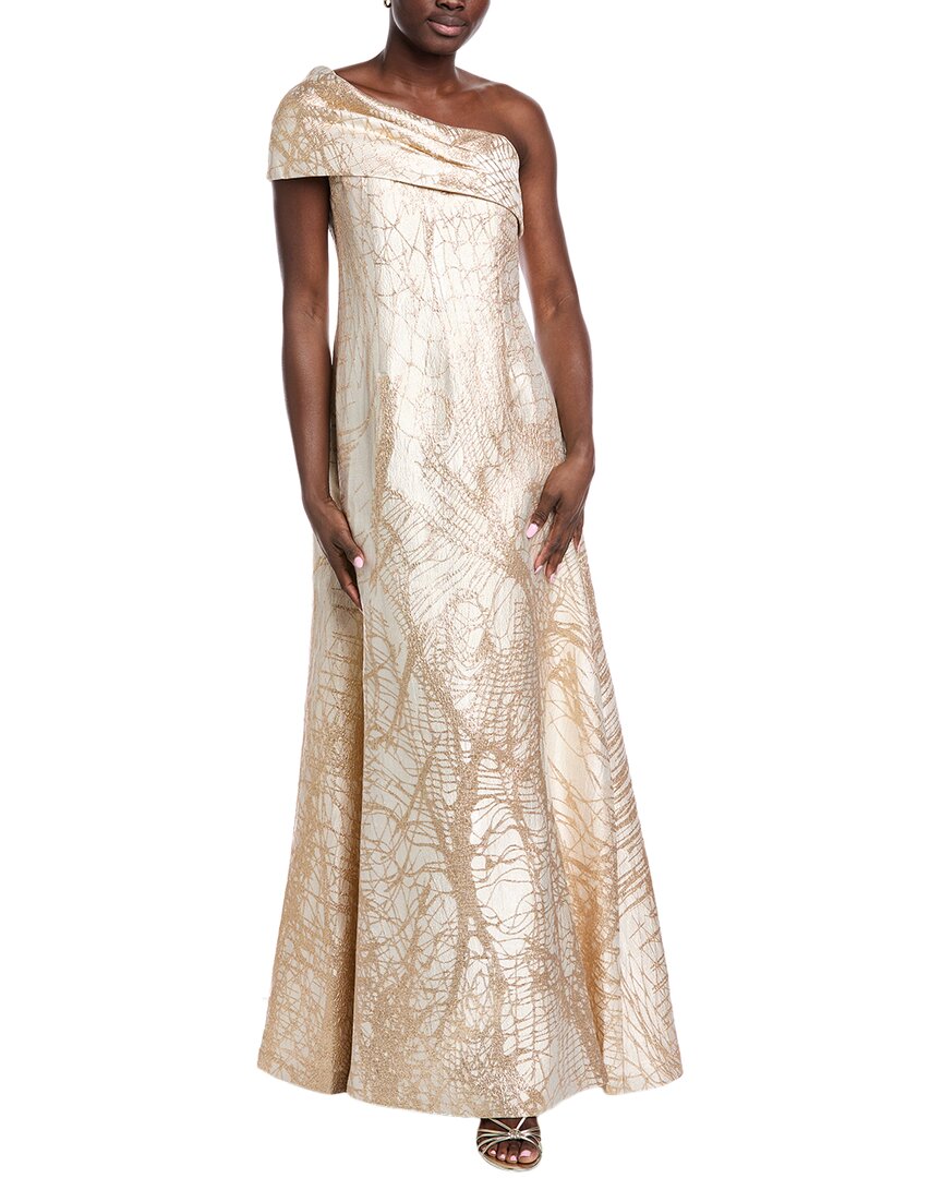 

Тери Джон от Рики Фриман Асимметричное жаккардовое платье Teri Jon by Rickie Freeman, золотой