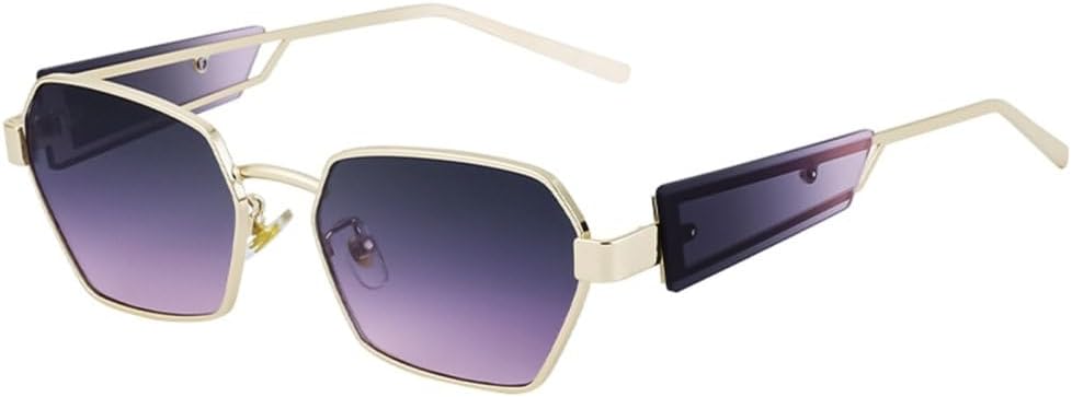 

Модные панк-солнцезащитные очки шестиугольной формы для женщин, винтажные многоугольные солнцезащитные очки для мужчин, трендовые солнцезащитные очки в стиле стимпанк MTZJH, Purple Pink