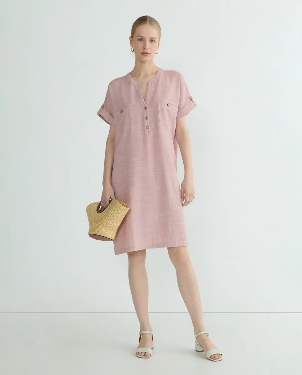 

Женское платье однотонное с коротким рукавом Zermatt, розовый