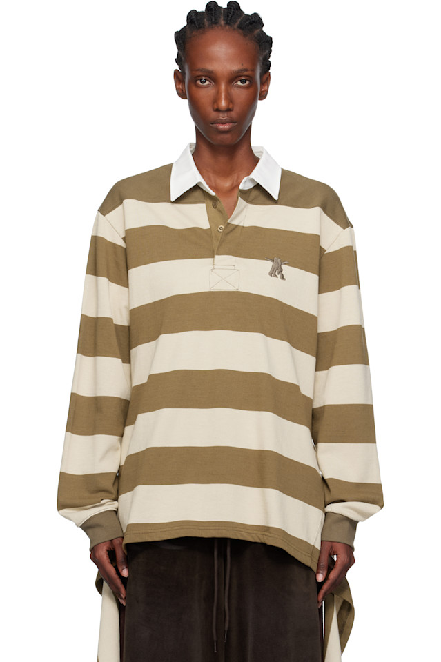 

Полосатая отделка, регби-поло Open Yy, бежевый