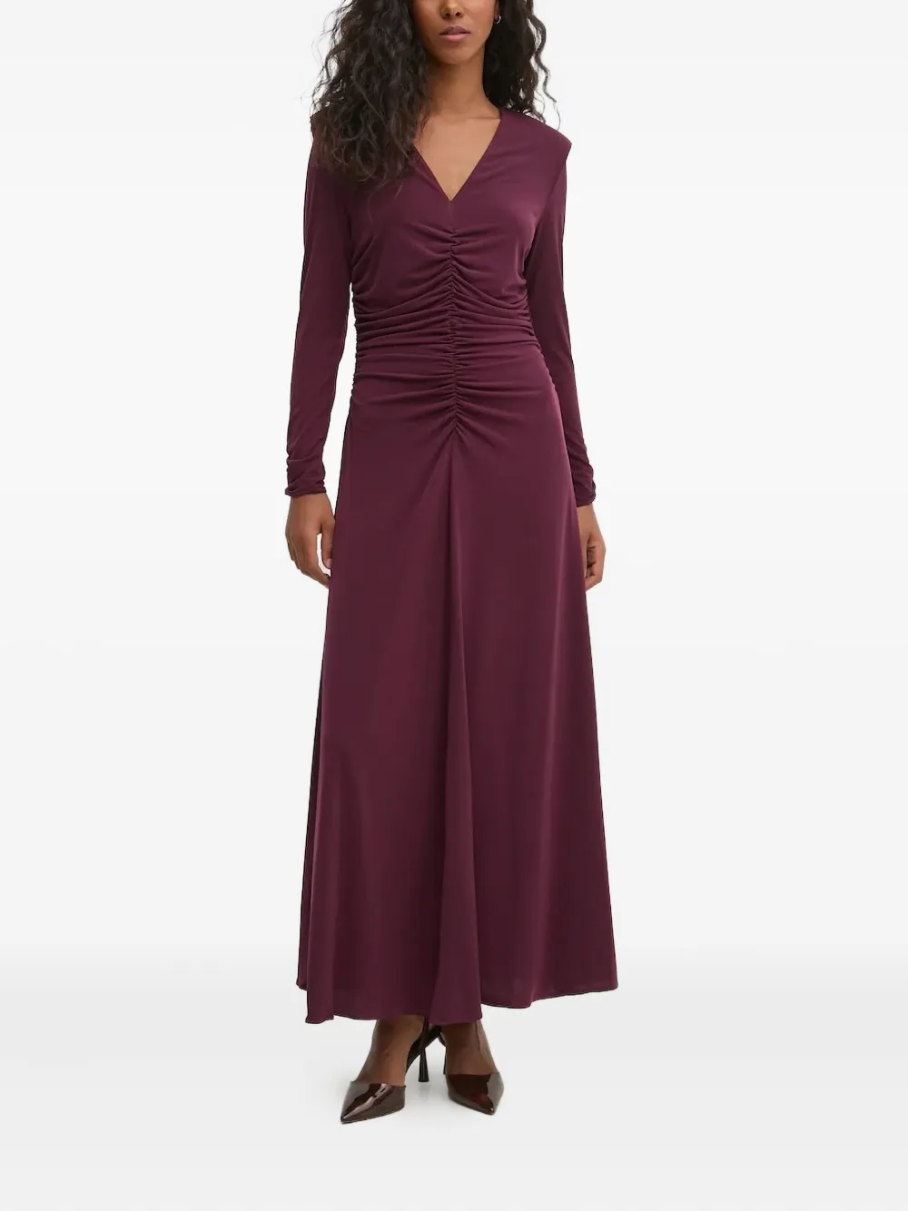 

Платье макси с V-образным вырезом и сборками Pedro Del Hierro, красный