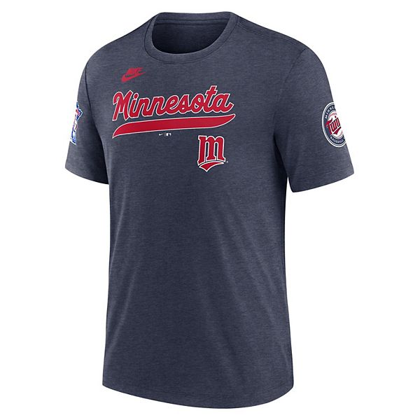 Мужская футболка minnesota twins cooperstown collection eras tri-blend цвета вересковый темно-синий Nike — фото 3