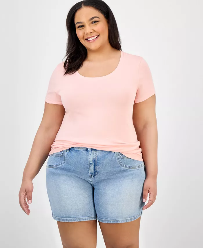 

Модная футболка с круглым вырезом Plus Size Aveto, розовый