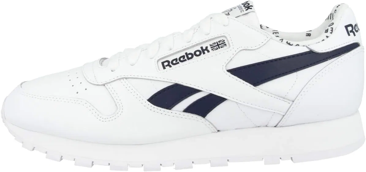 Reebok Мужские кожаные кроссовки, White Vector Navy