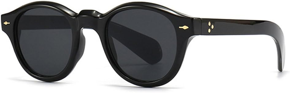 

Винтажные круглые солнцезащитные очки LVTFCO для женщин, модные панк-очки, защита от УФ-излучения UV400, модные солнцезащитные очки для мужчин с заклепками, Black Gray