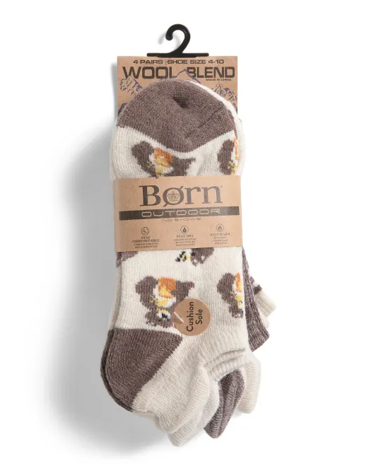 

4 пары носков-невидимок из полушерстяной смеси с принтом Born Outdoor, цвет Oatmeal Heather