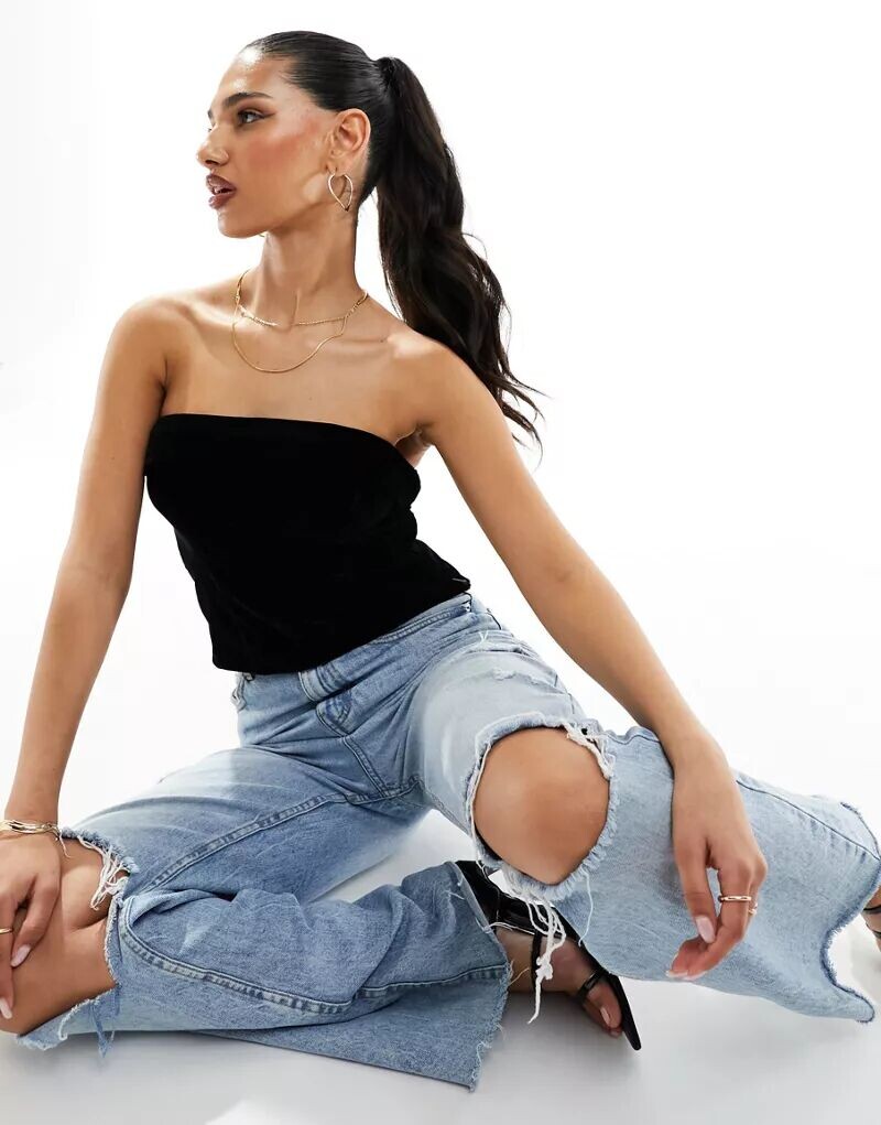 

Черный бархатный корсет без бретелек ASOS, Серый, Черный бархатный корсет без бретелек ASOS