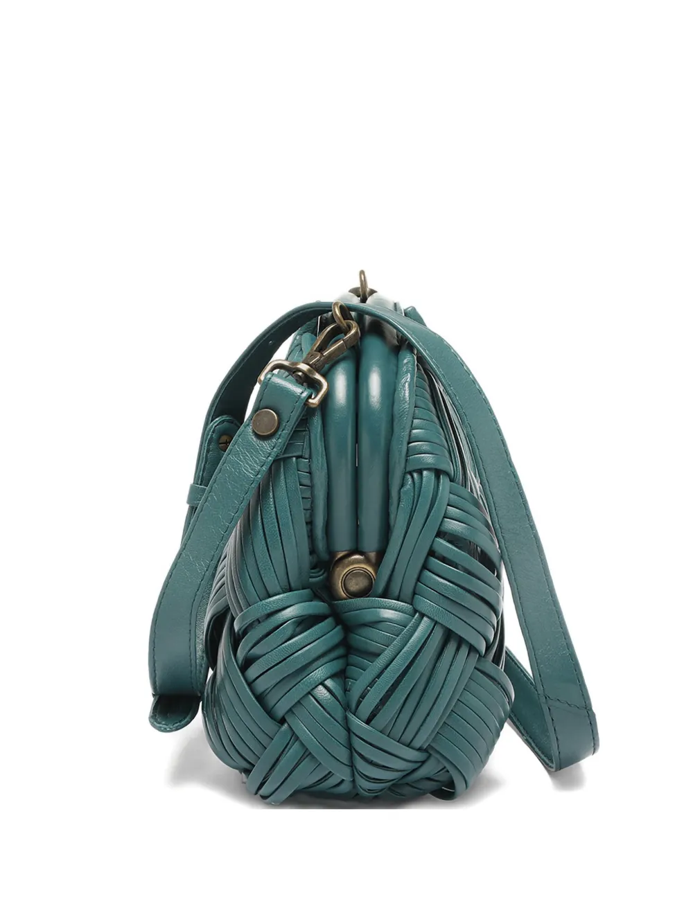 

Плетеная кожаная сумка-тоут Helen/12 Officine Creative, зеленый