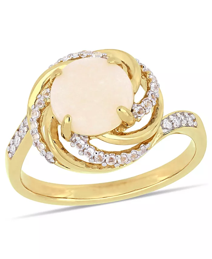 

Кольцо с опалом (1-1/4 карата) и белым топазом (1-3/8 карата) с бриллиантовым акцентом, переплетенным в форме завитка, из 18-каратного золота на стерлинговом серебре Macy's