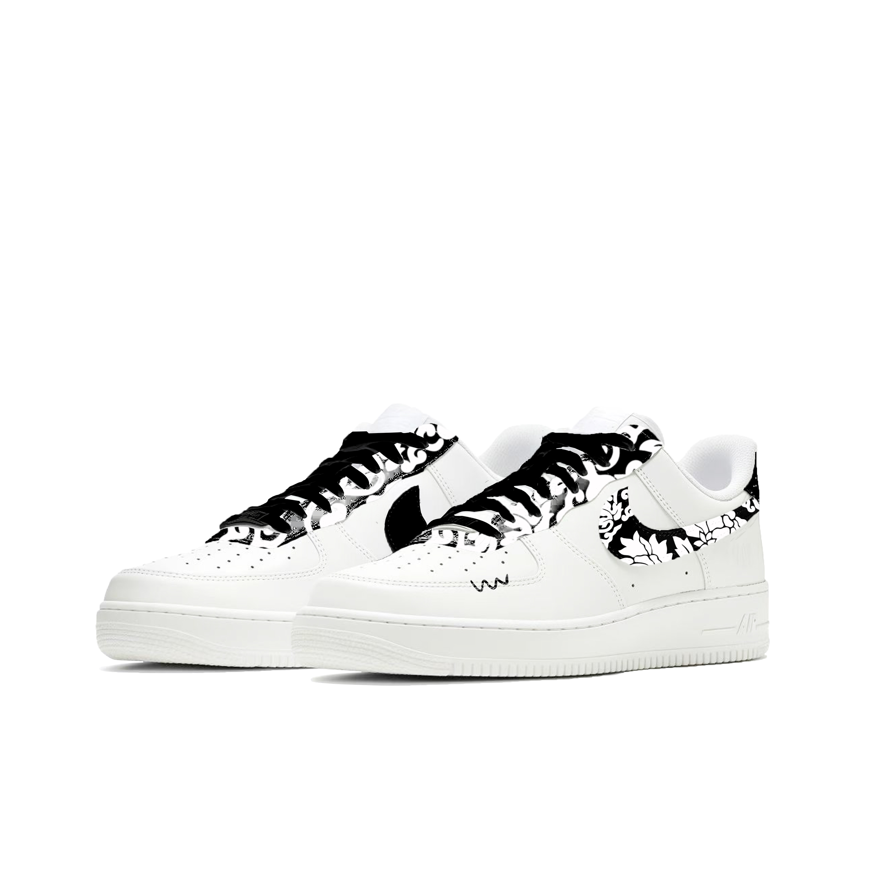 Air Force 1 Phantom Ink, Premium, Vintage, Campus Style, ручная графика на коже, амортизация, противоскользящая подошва Nike, белый — фото 4