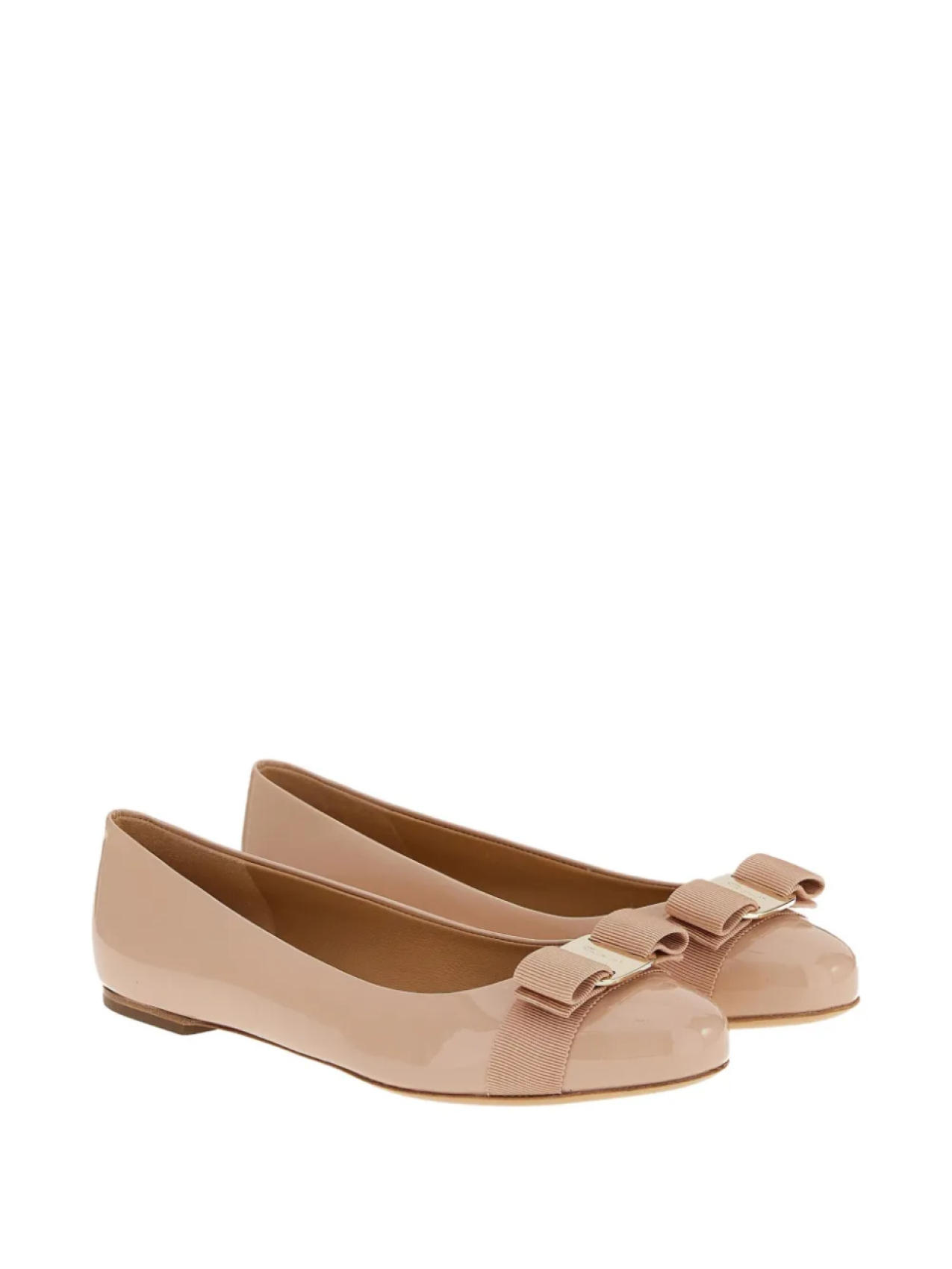 Балетки Varina из лакированной кожи с бантом Ferragamo, нейтральный — фото 2