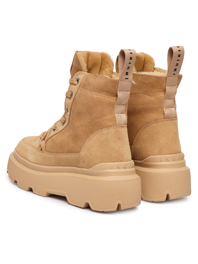 Женские ботинки Inuikii Matilda Shearling замшевые на платформе, бежевый — фото 3