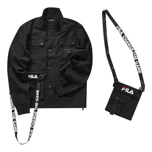 

Куртка sports functional multiple pockets cargo stand collar woven jacket black Fila Fusion, черный