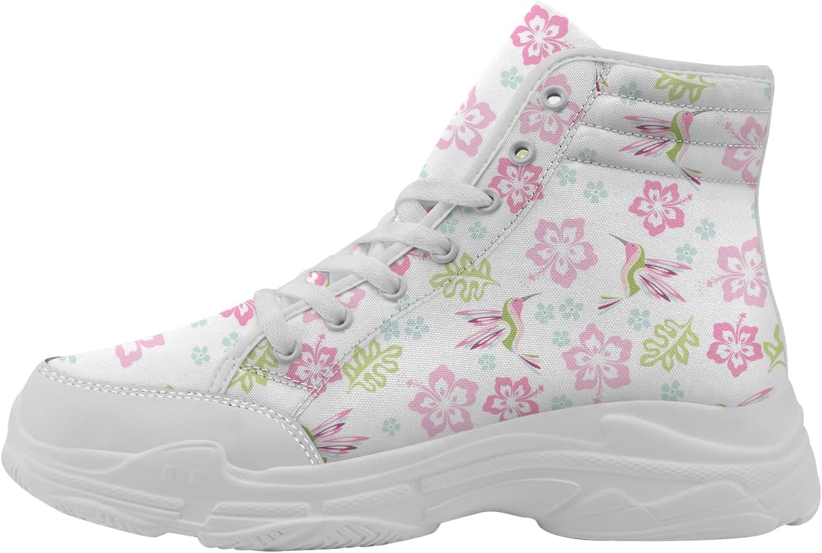 

Женские высокие кеды с цветочным колибри, кружевные кроссовки на платформе из холста, подарок для мамы или жены Generic, розовый