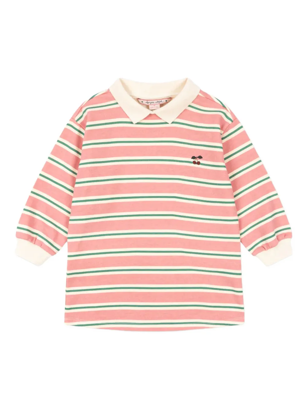 

Платье в полоску с вышивкой в виде вишен Konges Sløjd, розовый