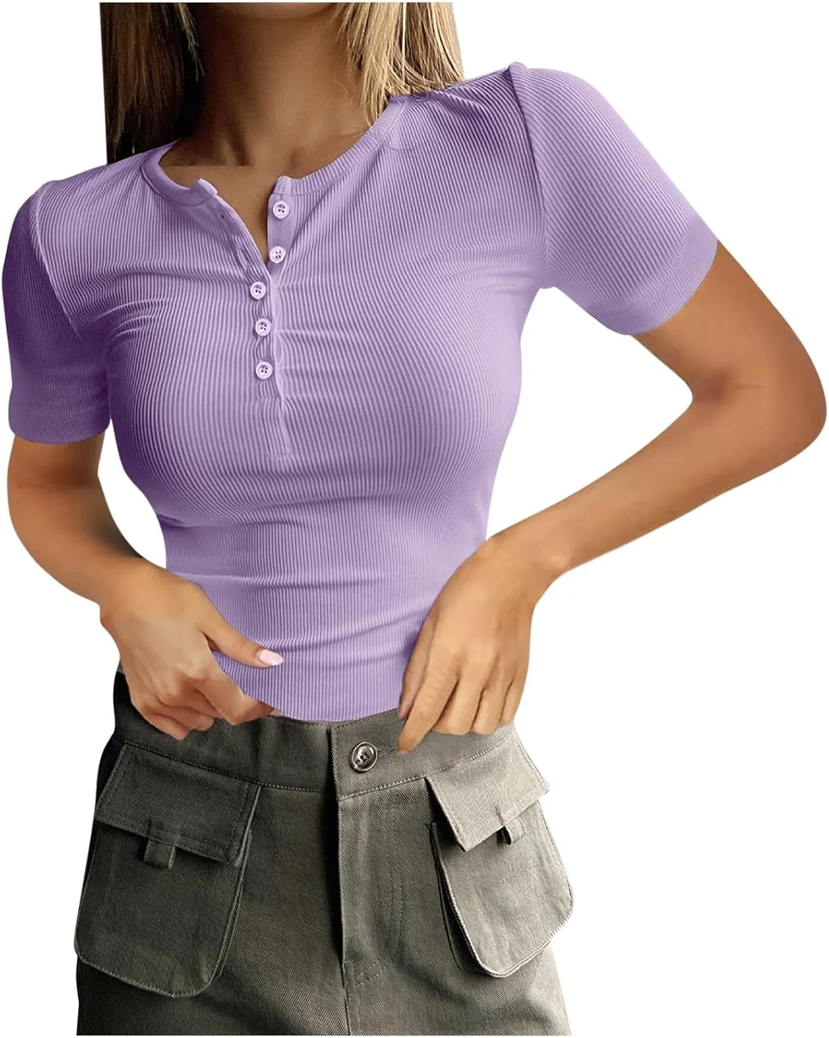 

Женская футболка с ребристым узором, приталенная, для лета Smxrfitk