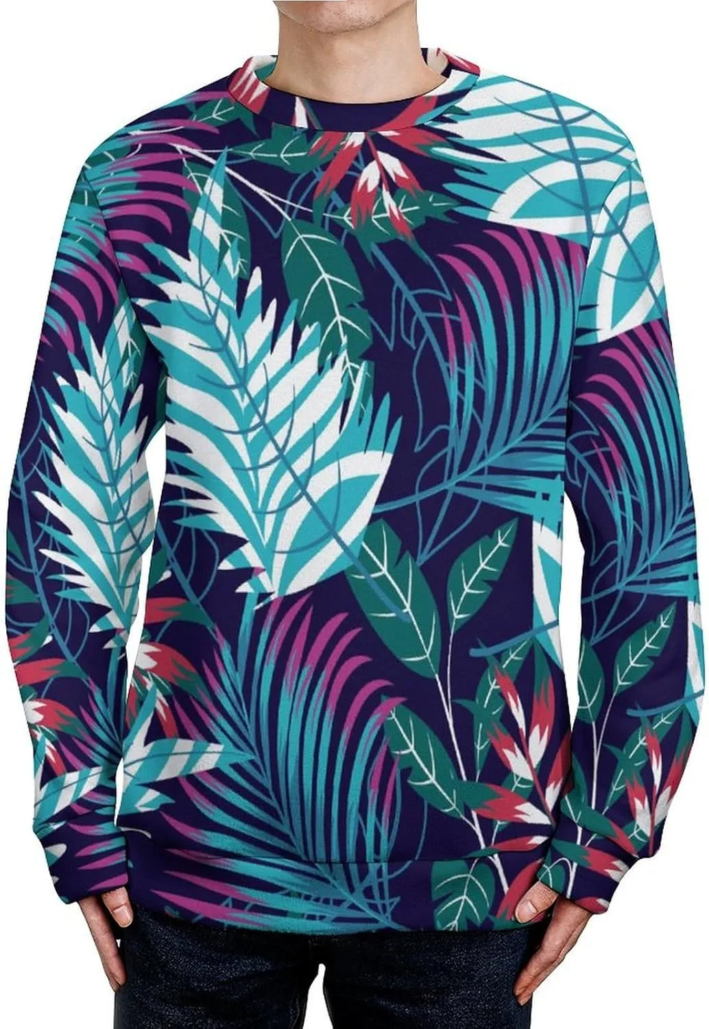 

Мужской свитер с круглым вырезом Tropical Plants Slim Fit TXCUTE
