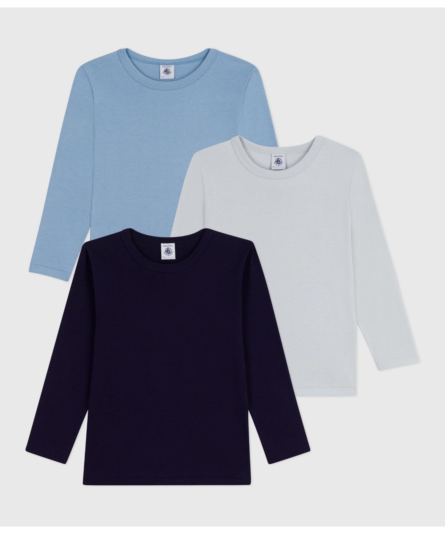 Комплект из 3 футболок с длинными рукавами PETIT BATEAU, Multicolor 1