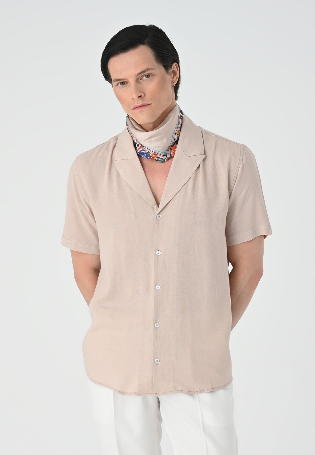 

Рубашка Lapel Collar Short Sleeve Antioch, светло-бежевая