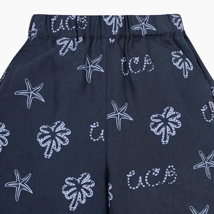 Детские льняные брюки-капри тёмно-синие от Benetton Kids — фото 4