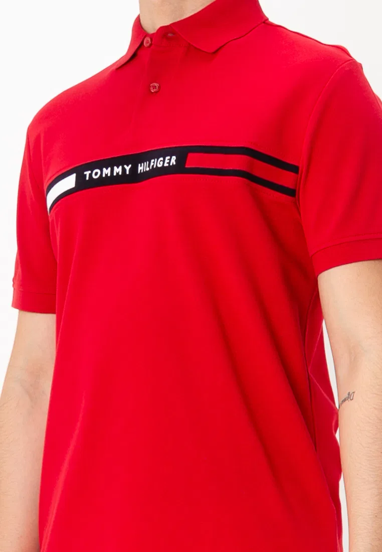 Поло Tommy Hilfiger, вставка на груди, модель Chest Insert, синий — фото 3