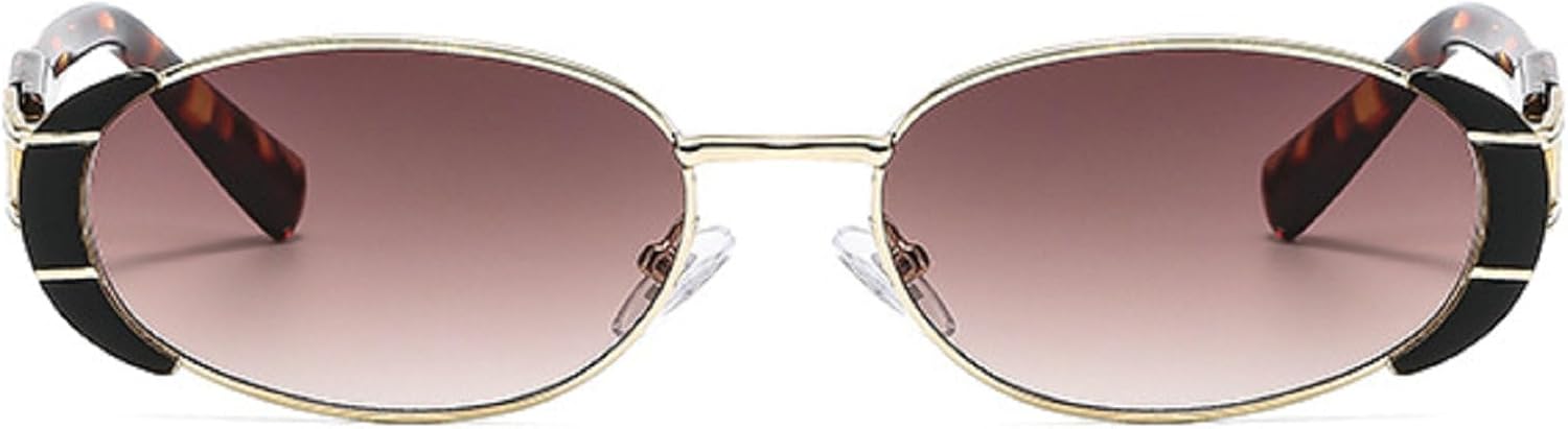 

Ретро овальные металлические солнцезащитные очки для женщин и мужчин, роскошные модные женские солнцезащитные очки в стиле панк, унисекс, стильные, защита от УФ-излучения UV400 N45 mincl, C4