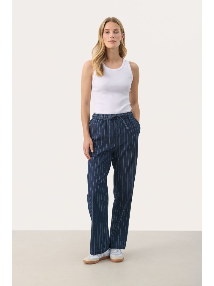 

PART TWO Повседневные брюки JoaninaPW свободного кроя в полоску, темный деним