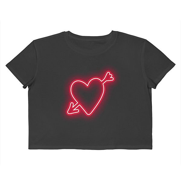 

Футболка с принтом в виде неонового сердца ко дню святого Валентина Unbranded