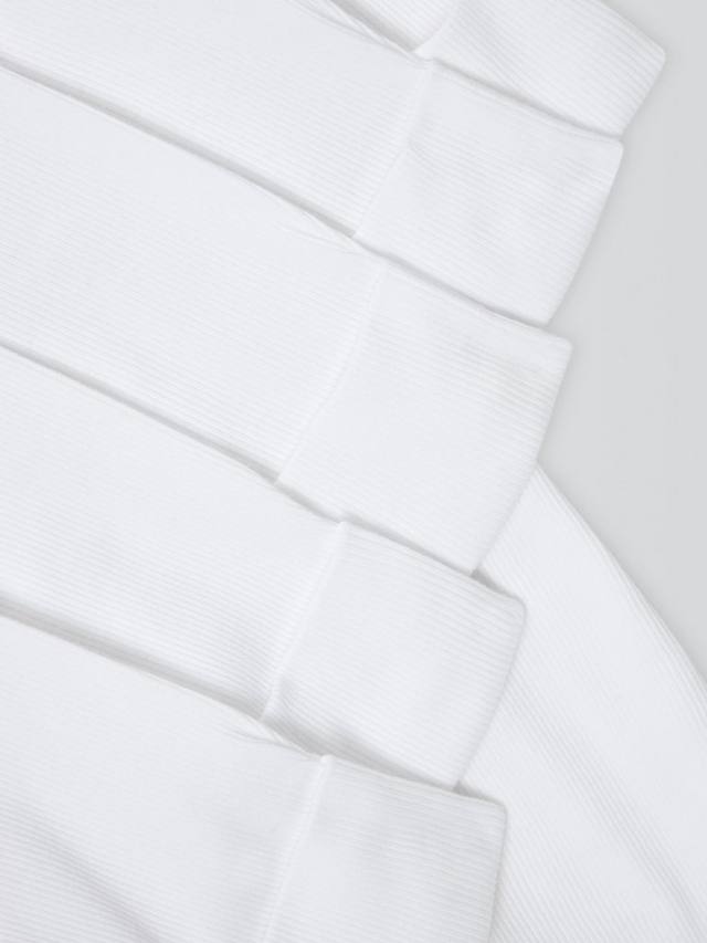 Детский ребристый хлопковый комбинезон для сна John Lewis, Pack of 5, White — фото 3