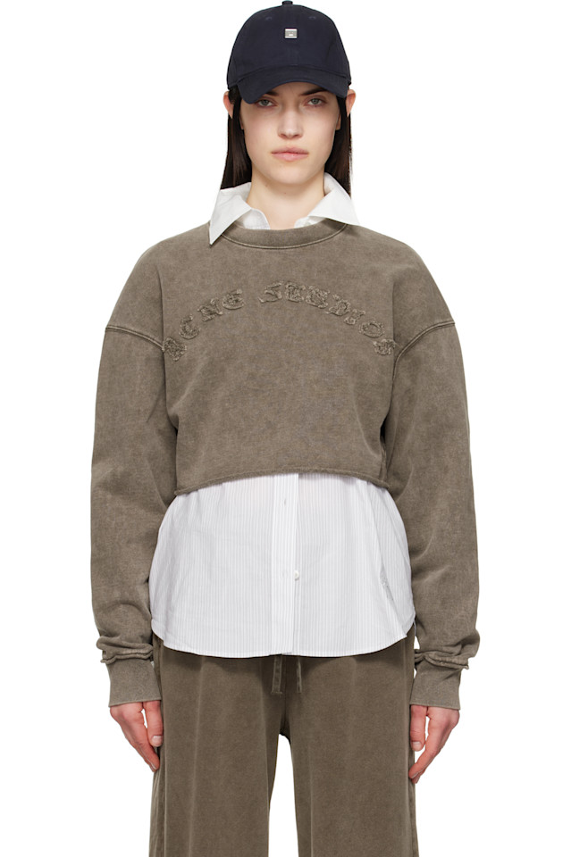 

Кропот свитшот с логотипом Acne Studios, коричневый