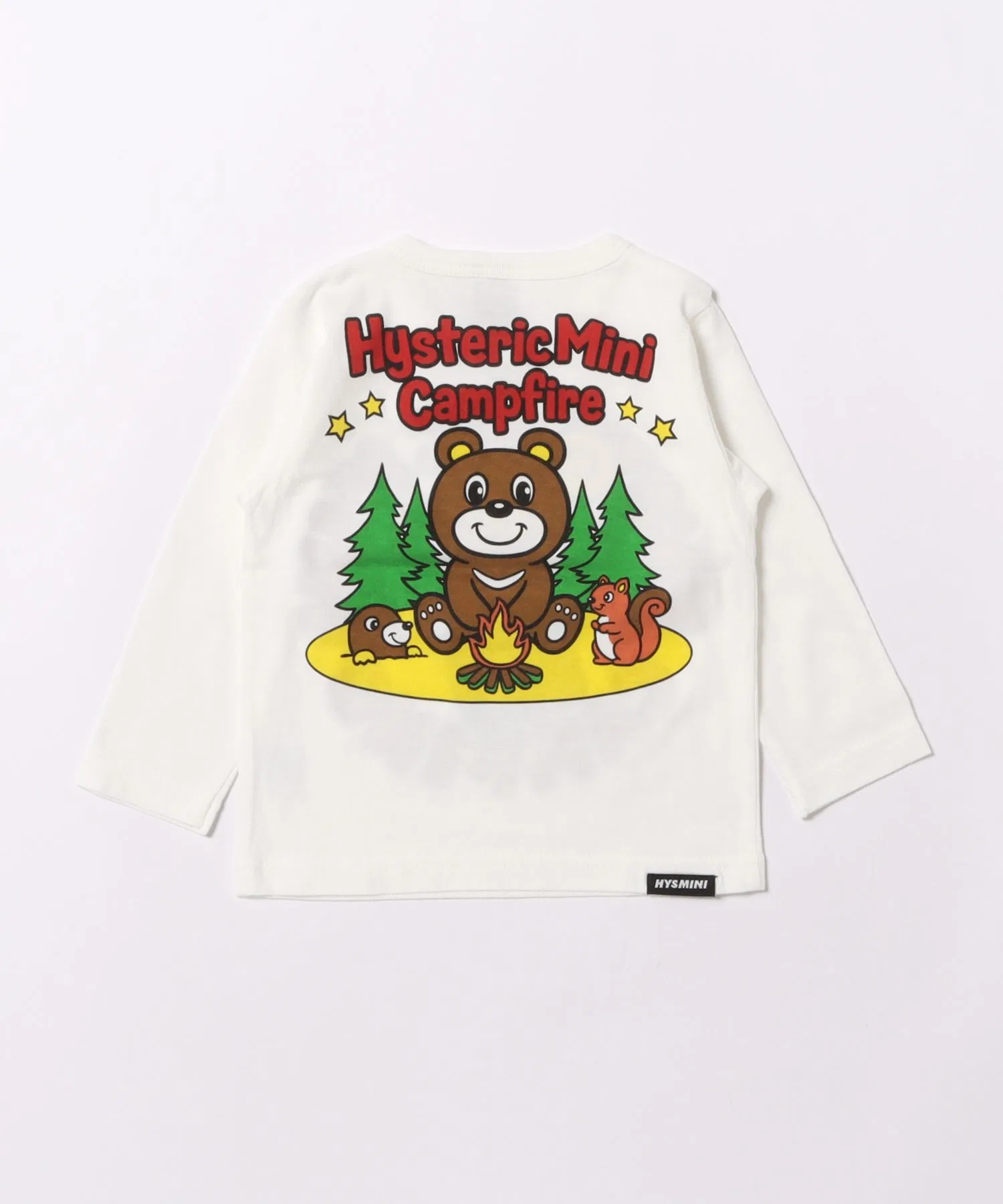 Детская футболка с длинным рукавом HYSTERIC MINI NIGHT TIME FRIENDS & CAMP BEAR белая — фото 2