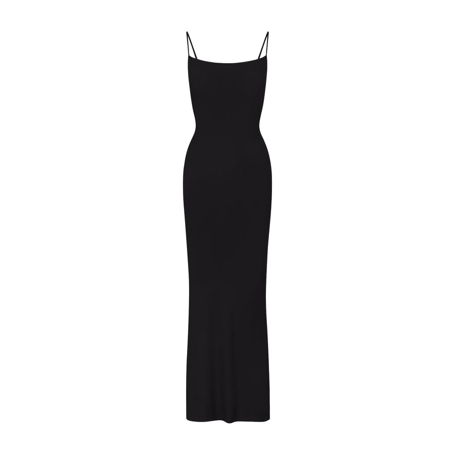 

Миниатюрное длинное платье-комбинация SKIMS Soft Lounge, цвет Onyx