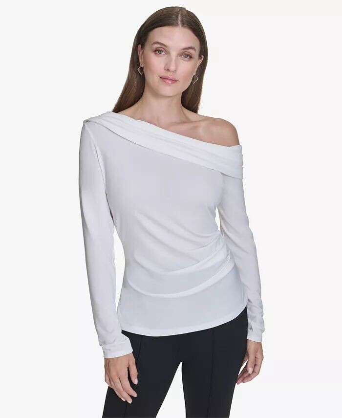 

Женский топ с открытыми плечами и сборками Halston, коричневый/бежевый