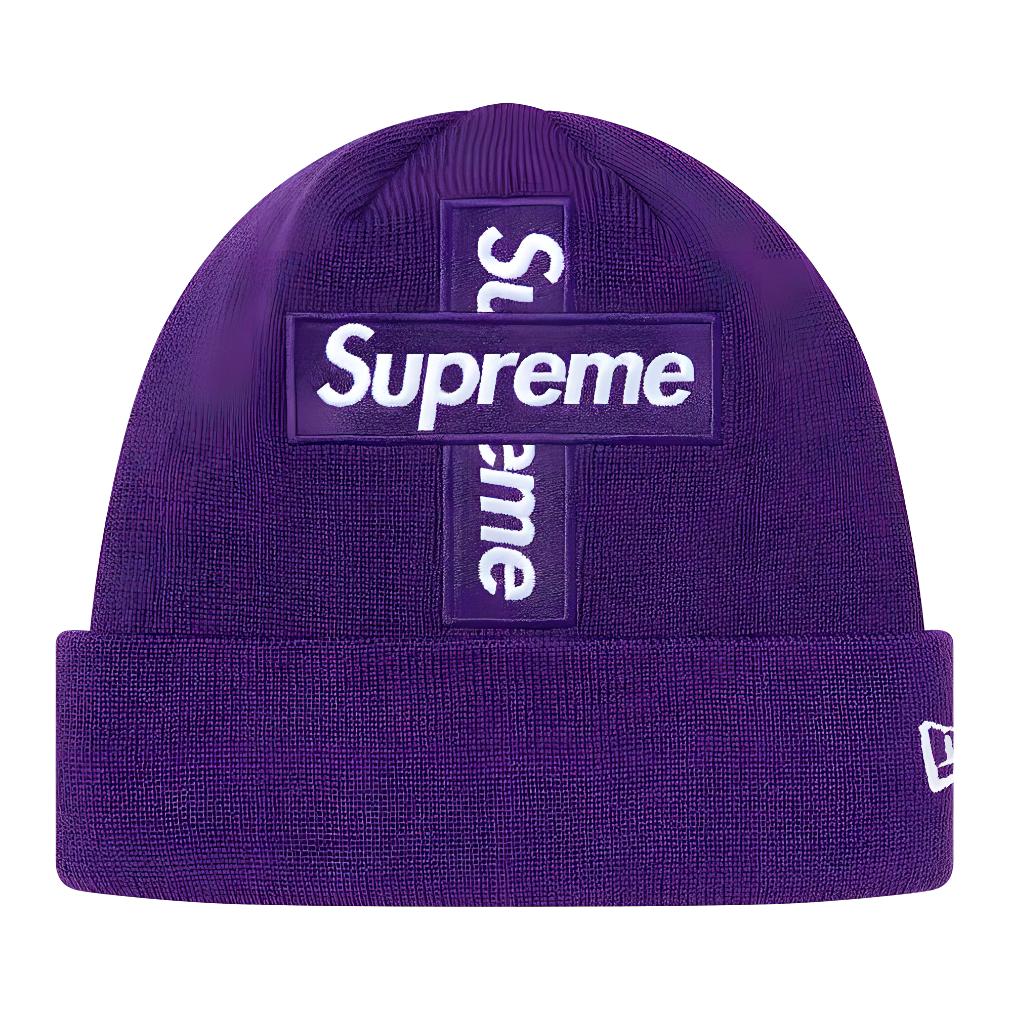 

Supreme Новая Эра Вязаная шапка с логотипом, Purple