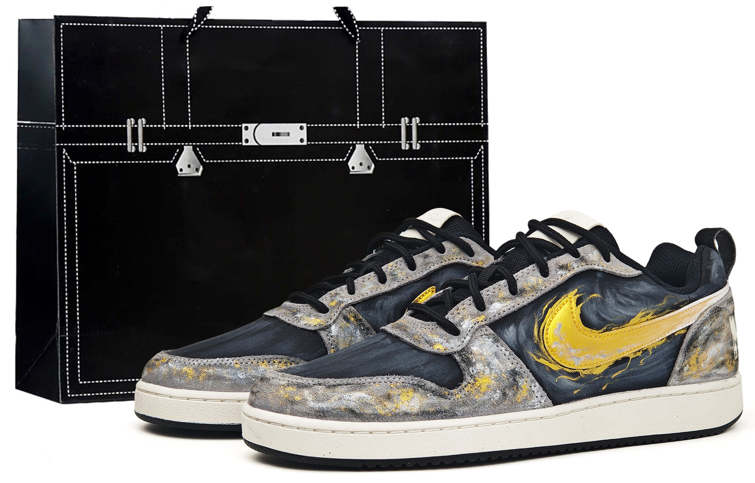 

Nike Кроссовки Court Borough Black Gold Tarot, Apollo, Sun God Textile, Leather Slip Resistant Abrasion Resistant Low top