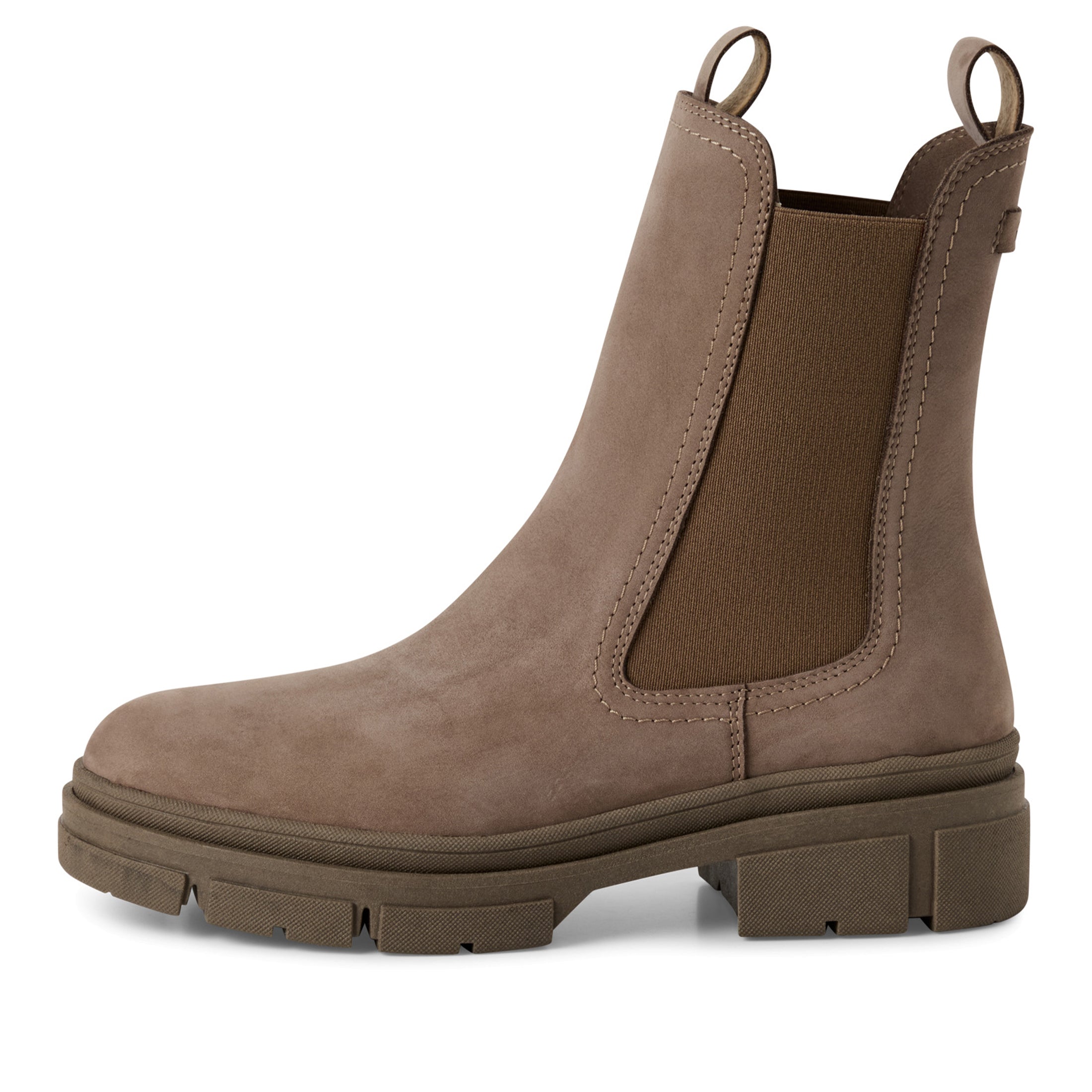 Tamaris женские высокие челси-ботфорты Dune Taupe из коричневой кожи на подтяжке TMRS — фото 4
