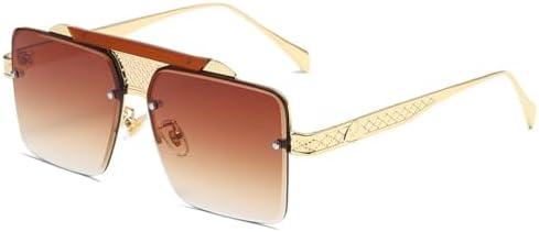 

Винтажные большие квадратные солнцезащитные очки 2027 года для женщин и мужчин, увеличенного размера, в металлической оправе, модные и стильные, в стиле уличной моды MTZJH, C4