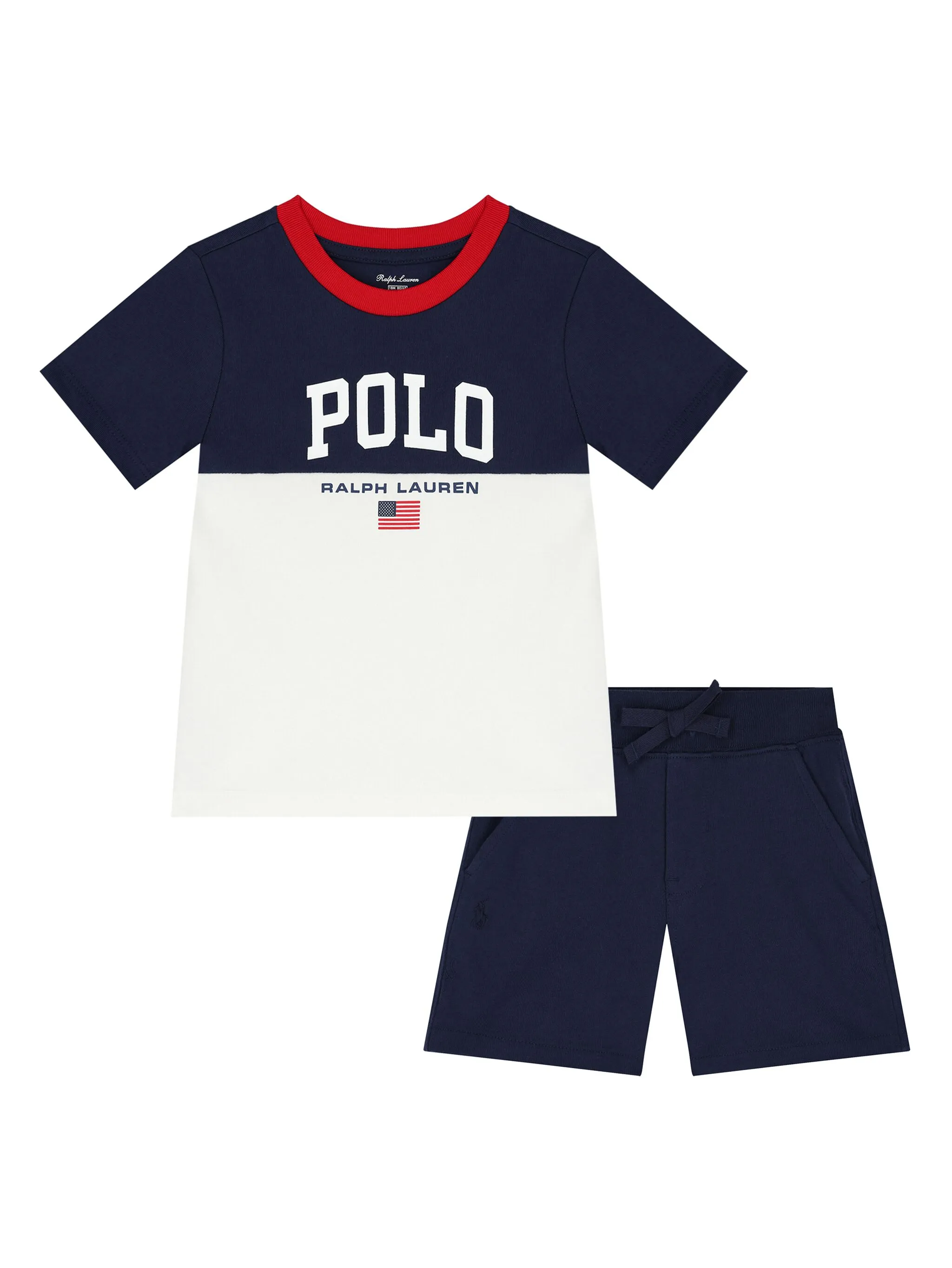 

Комплект из футболки и шортов с логотипом Polo Ralph Lauren Kids, синий