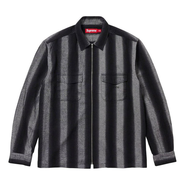 

Рубашка stripe flannel zip up shirt 'black grey' Supreme, черный
